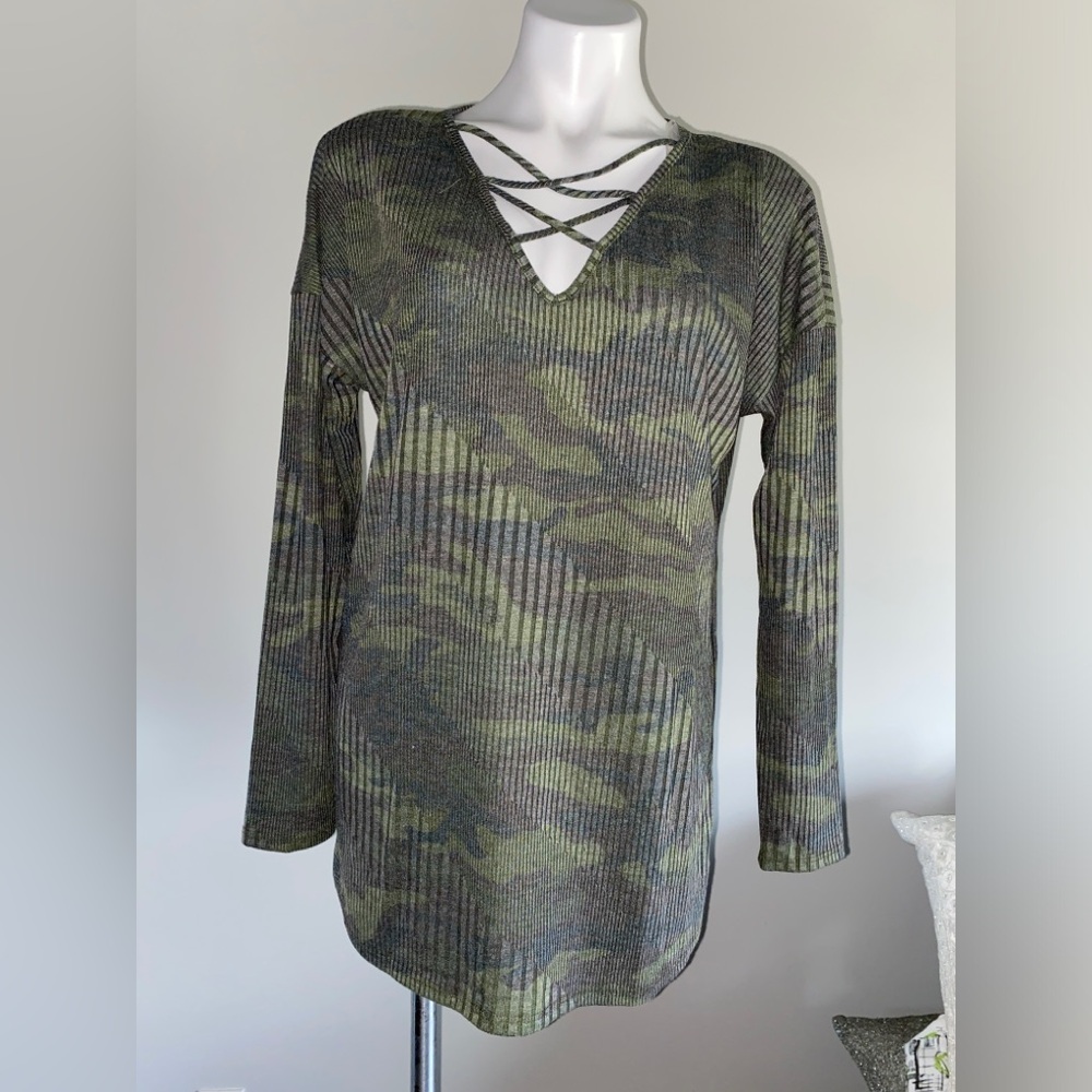 First Love camo tunic top